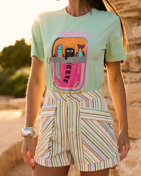 T-Shirt Sardines Cat Verde Menta