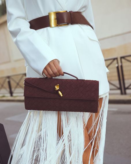 Saia Midi Franjas Off White
