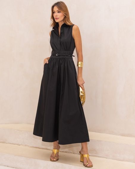 Vestido Pala Cintura Preto
