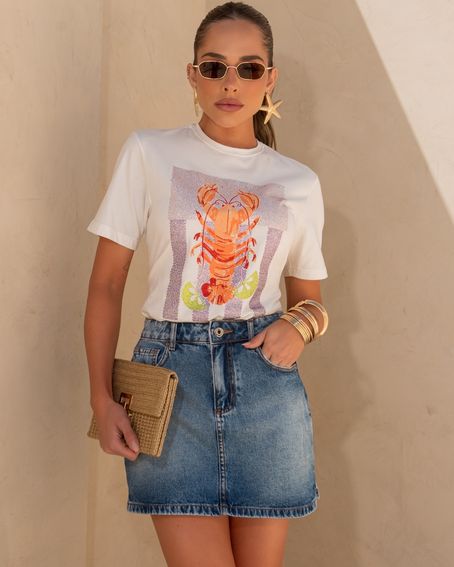 T-Shirt Lemons Lobster Off White