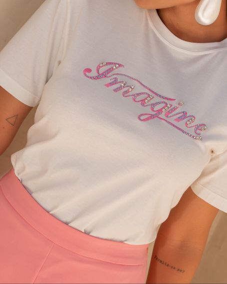 T-Shirt Imagine Cristais Off White