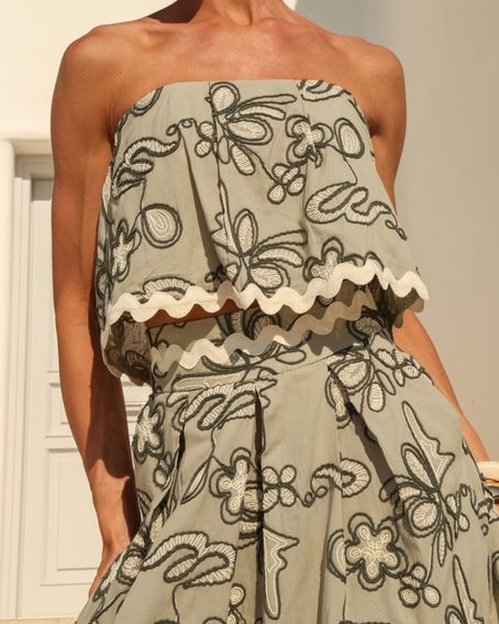 Top Ruffles Cordonês Verde Sage