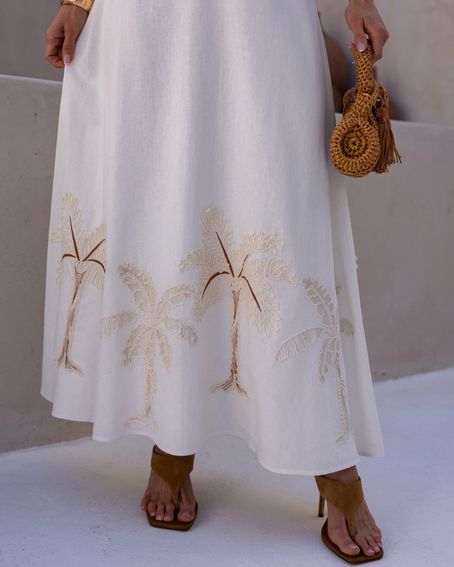 Saia Evasê Palmeiras Off White