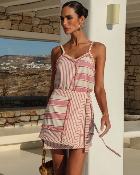 Saia Pareô Stripes Vermelho