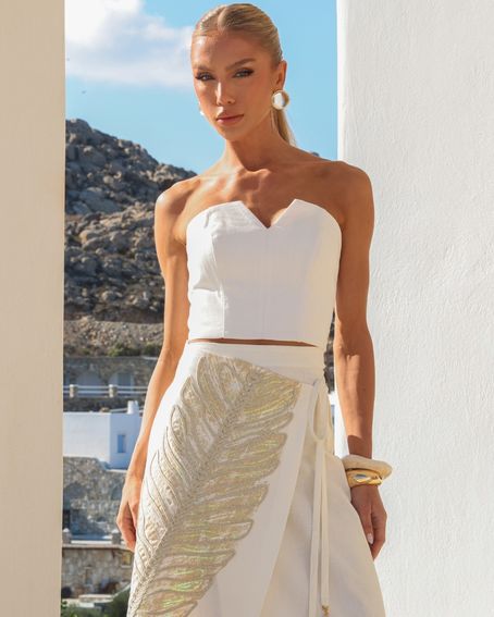 Top Decote V Tomara Que Caia Off White