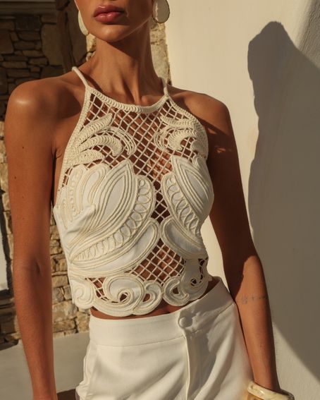 Top Bordado Cordonê Off White