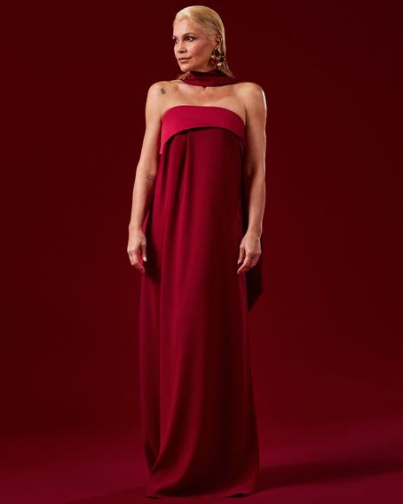 Vestido Alfaiataria Tomara Que Caia Faixa Framboesa