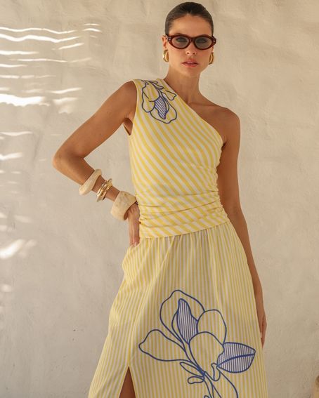 Regata Ombro Só Yellow Stripes