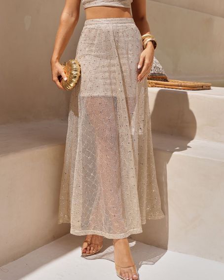 Saia Tela Lurex Dourada