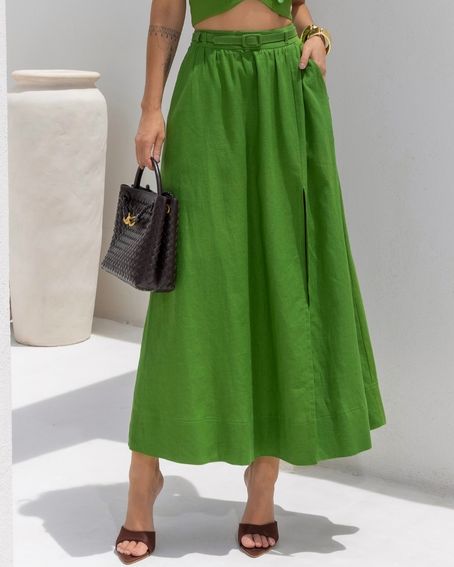 Saia Fenda Verde Palmeira