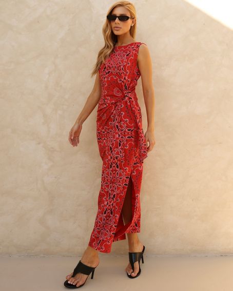 Vestido Midi Nó Bandana Vermelho