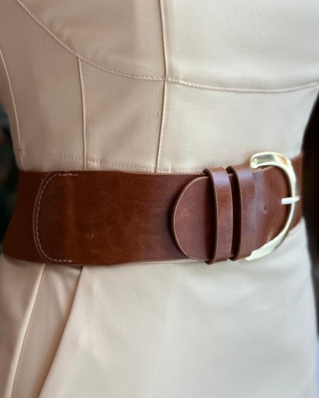 Cinto Couro Elástico Marrom