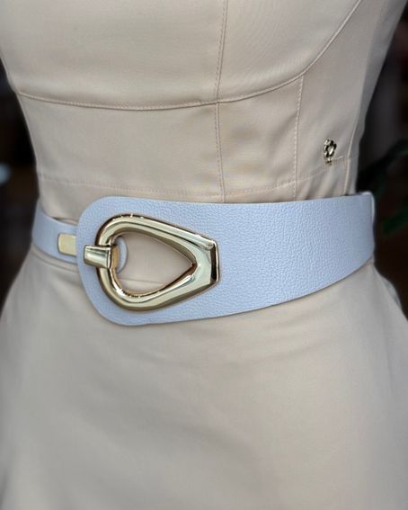 Cinto Couro Gota Metal Creme