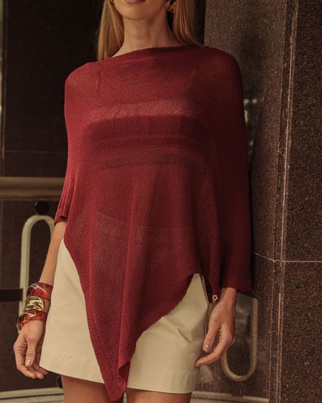 Capa Tricot Assimetric Vinho Cherry